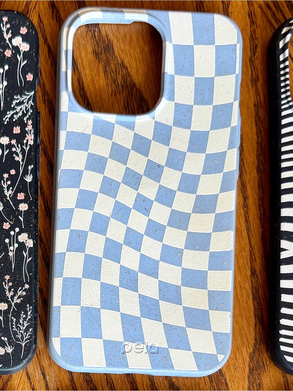 iPhone 13 Pro Pela Cover - Blue/White Check Swirl